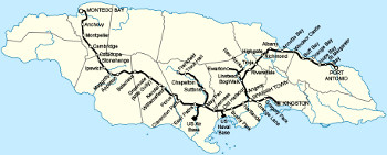 Eisenbahnnetz in Jamaica vor 1992 