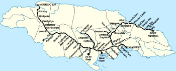 Eisenbahnnetz in Jamaica vor 1992